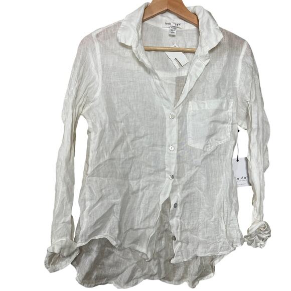 Bella Dahl Los Angeles NWT White Linen Top Button Down XS - Picture 1 of 6